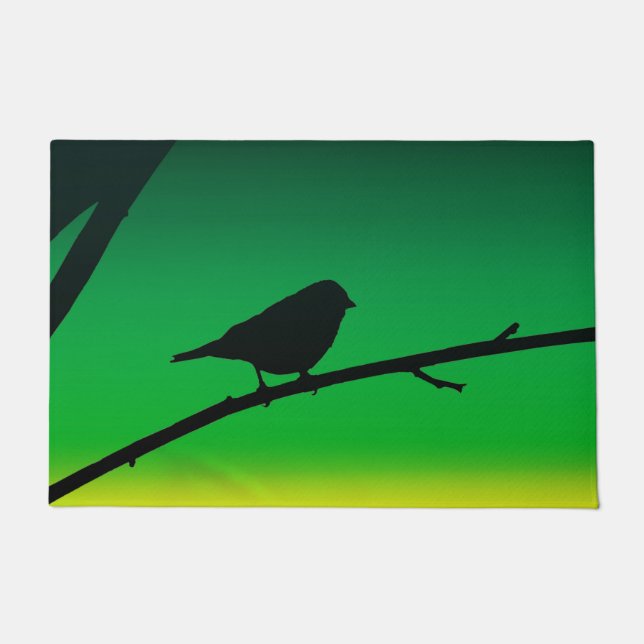Sparrow Silhouette On Limonene  Doormat (Front)
