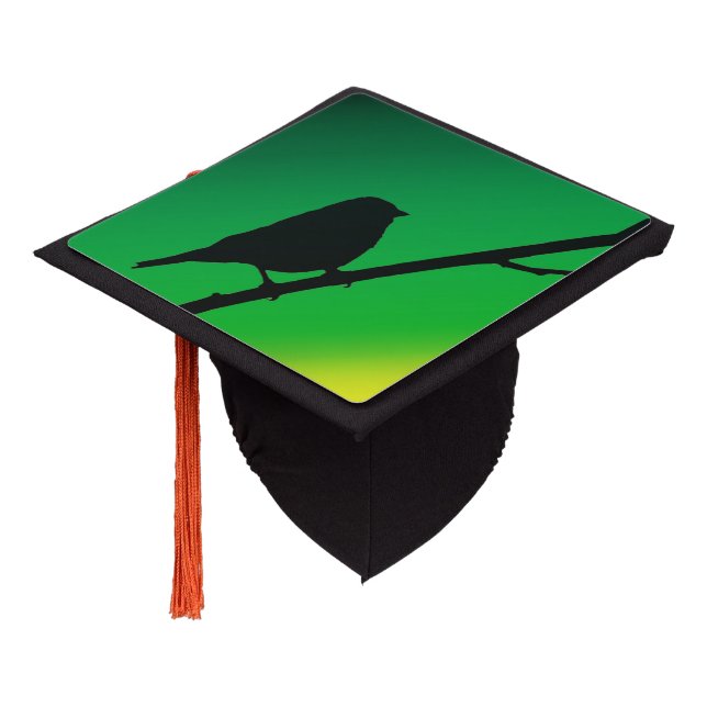 Sparrow Silhouette On Limonene Graduation Cap Topper (Angled)