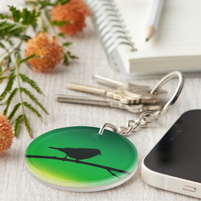 Sparrow Silhouette On Limonene Keychain (Front Right)