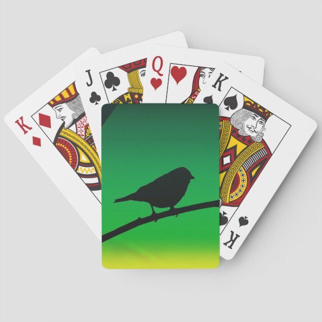 Sparrow Silhouette On Limonene Playing Cards (Back)