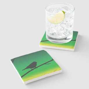 Sparrow Silhouette On Limonene Stone Coaster