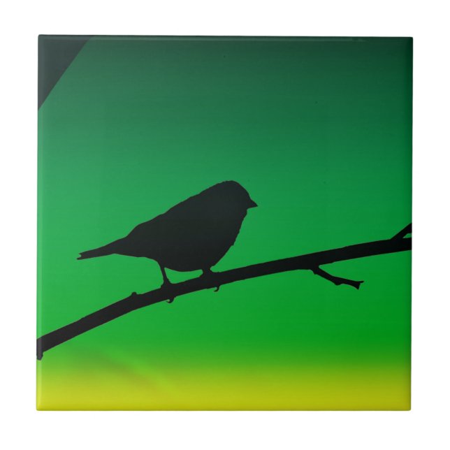 Sparrow Silhouette On Limonene Tile (Front)