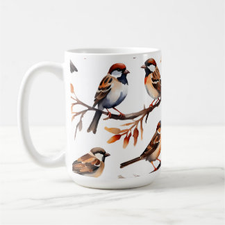 "Sparrow Soiree" Aquarelle Artisan Café Mug