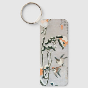 Sparrows and Camellia in Snow by Ando Hiroshige Keychain