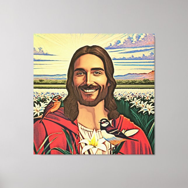 Sparrows and Lilies Canvas Print (Front)