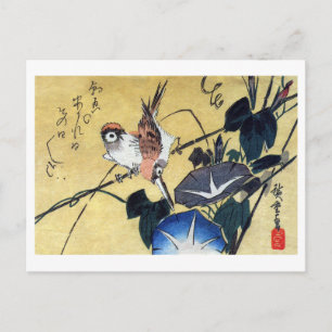 Sparrows and Morning Glory, Hiroshige Postcard
