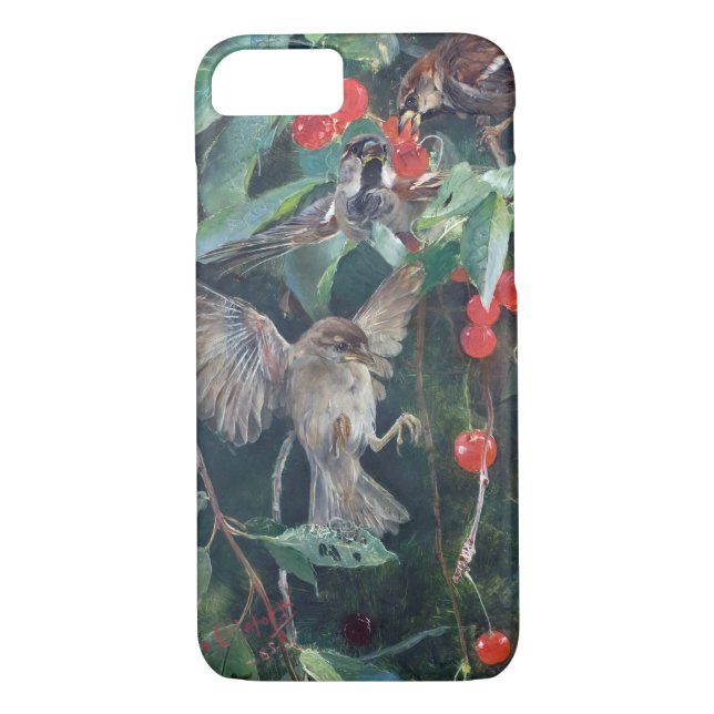 Sparrows in a Cherry Tree, Bruno Liljefors Case-Mate iPhone Case (Back)