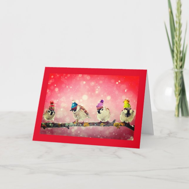 SPARROWS IN THE SNOW GREETING CARD (Front)