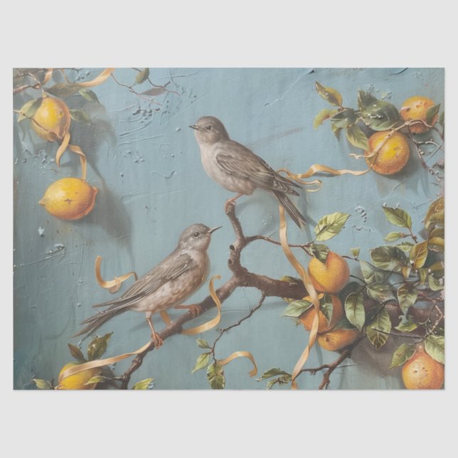 Sparrows - Oil Painting Style Tissue Paper (Front)
