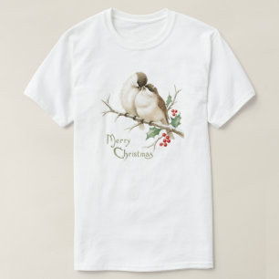 Sparrows on a Christmas Branch T-Shirt