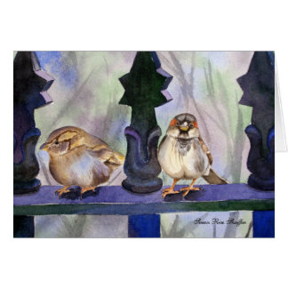 Sparrows on the fence.