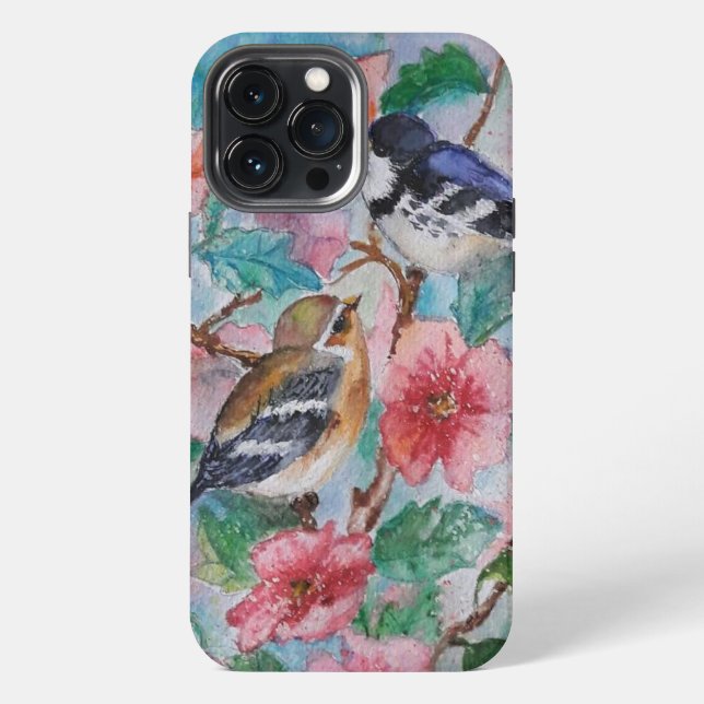 Sparrows Spring Painting iPhone Case (Back)
