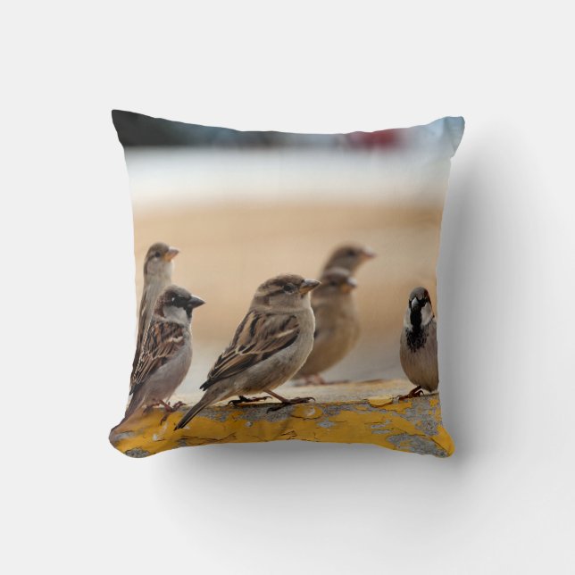 Sparrows Throw Pillow (Front)