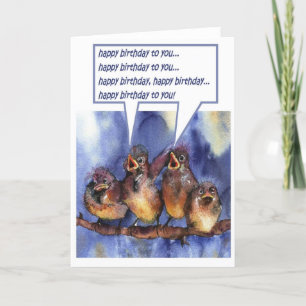 sparrows wishing you a happy birthday card