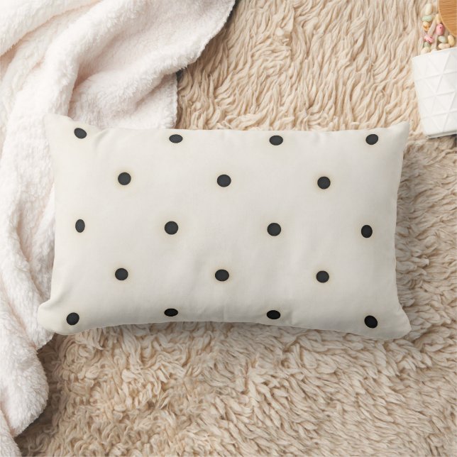Sparse Antique Black & Antique White Polka Dots Lumbar Pillow (Blanket)