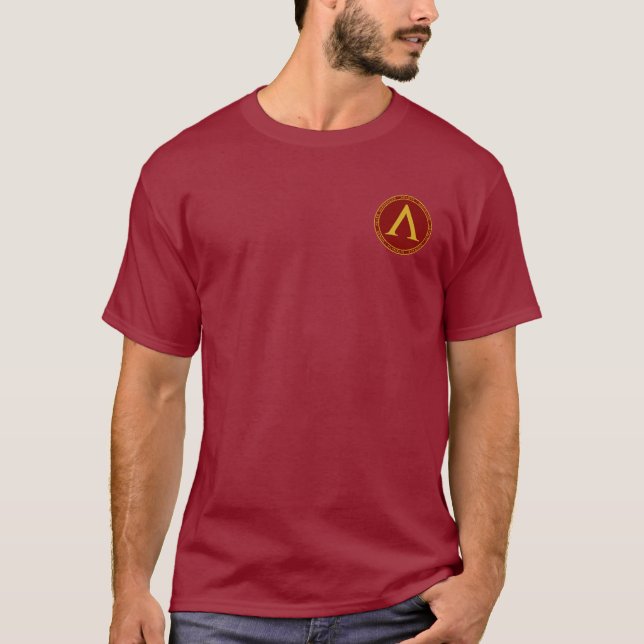 Sparta Maroon & Gold Lambda Seal Shirt (Front)