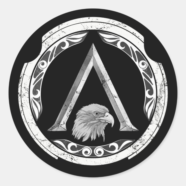 Spartan Eagle Greek Shield Classic Round Sticker (Front)