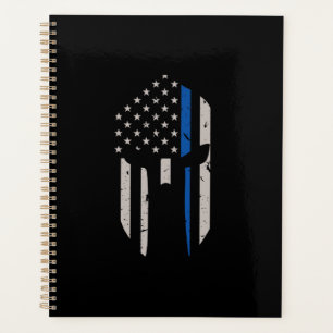 Spartan Helmet Blue Line Flag Planner