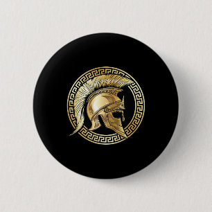 Spartan Helmet Gold Gladiator Sparta Greek Workout 2 Inch Round Button