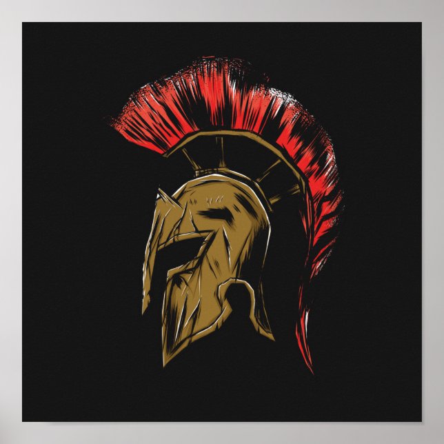 Spartan Helmet Illustration Poster (Front)