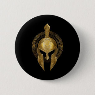 Spartan Helmet Warrior Gold Gladiator Sparta Greek 2 Inch Round Button