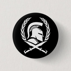 Spartan Helmet Wreath and Sword 1 Inch Round Button