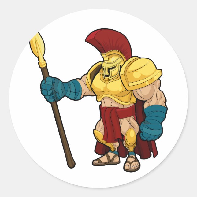 Spartan or Trojan Gladiator Classic Round Sticker (Front)