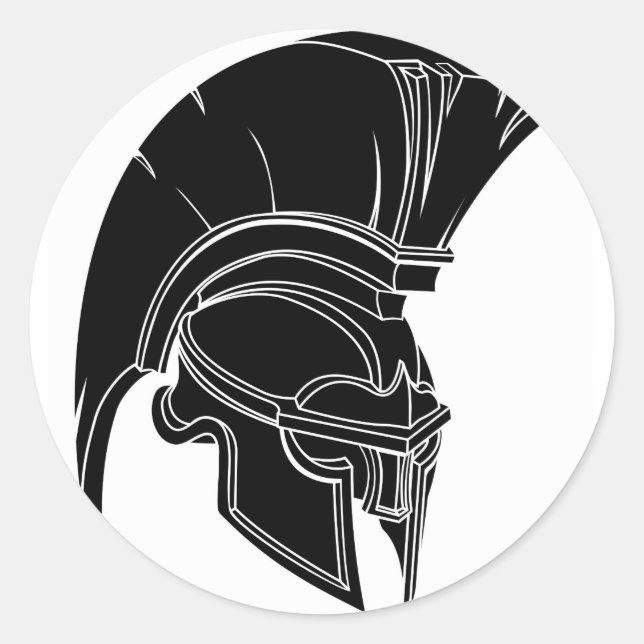 Spartan or trojan helmet classic round sticker (Front)