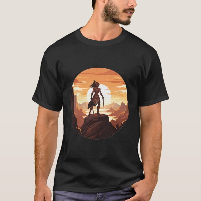 Spartan Queen - A Warrior Adorned In Armour Wieldi T-Shirt (Front)