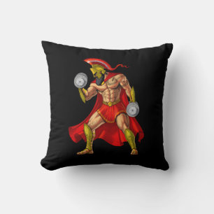 Spartan Warrior Weightlifting Throw Pillow