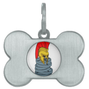 spartan's helmet on weights pet tag