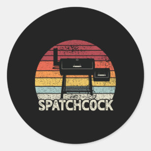 Spatch Chicken Retro Bbq Smoker Grill For Grilling Classic Round Sticker