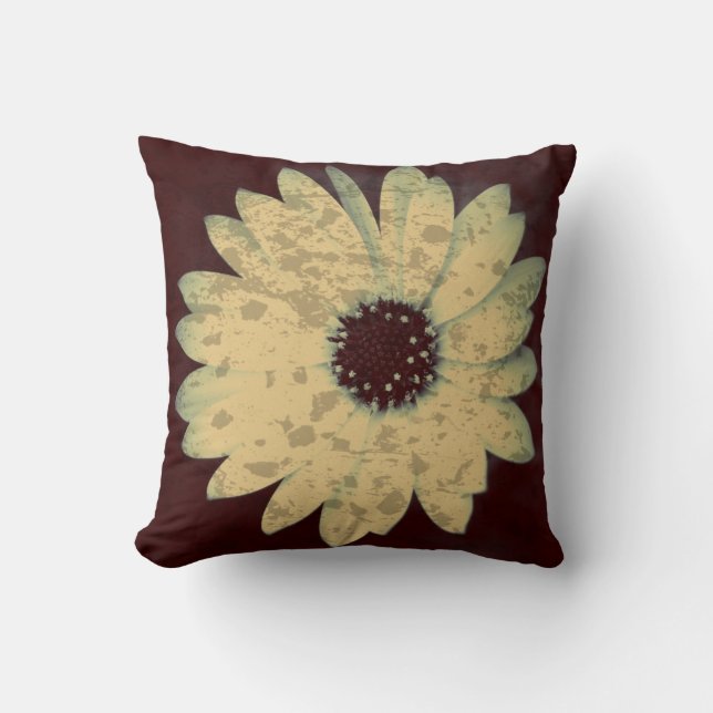 Spattered Daisy Print Throw Pillow (Front)