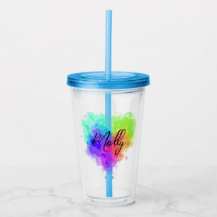 Spattered Heart Acrylic Tumbler