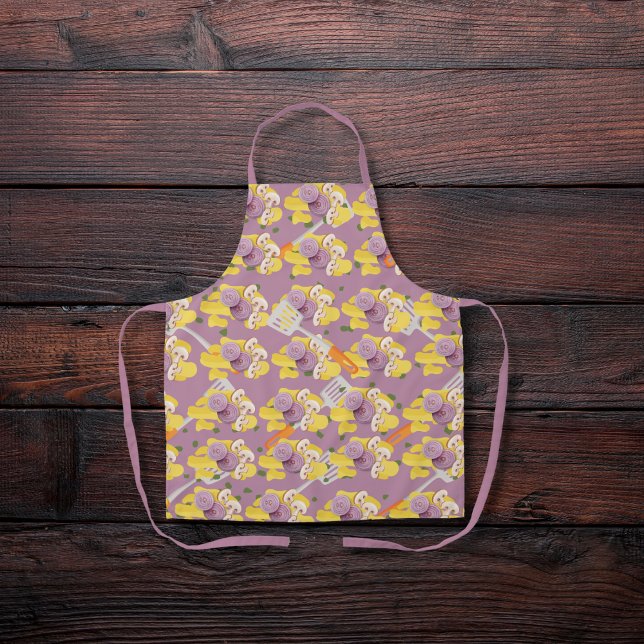 Spatulas and scrambled eggs purple apron (Creator Uploaded)