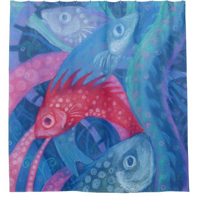 Spawning, Fish Underwater Art Painting Pink Blue (Front)