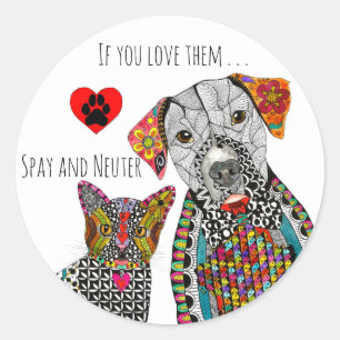 Spay mignon et coloré et Sticker Neuter
