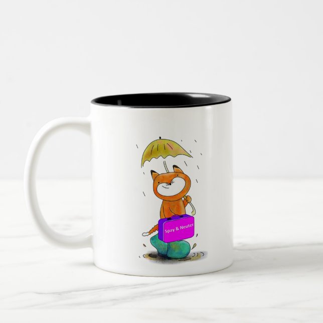 spay n neuter cat Two-Tone coffee mug (Left)