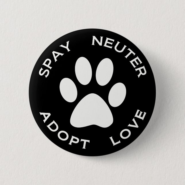 Spay Neuter Adopt Love 2 Inch Round Button (Front)