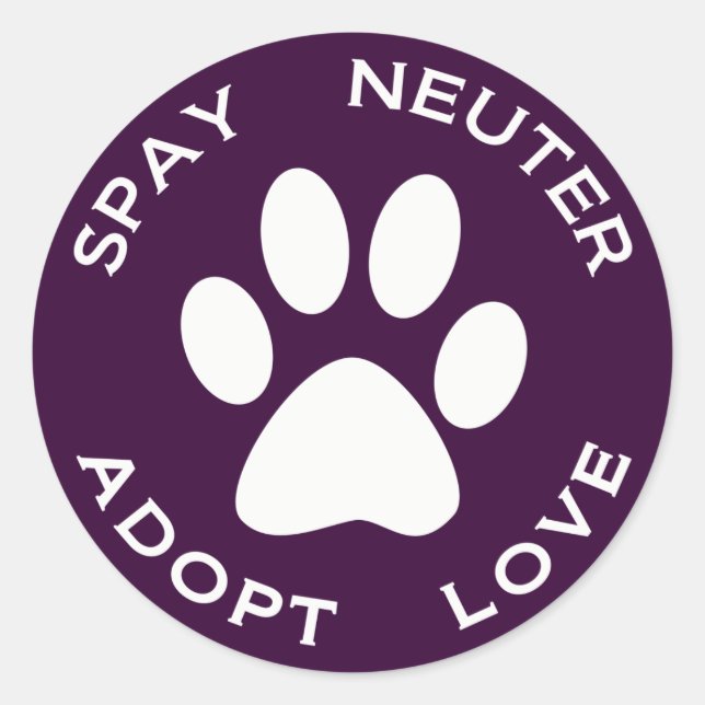 Spay Neuter Adopt Love Classic Round Sticker (Front)