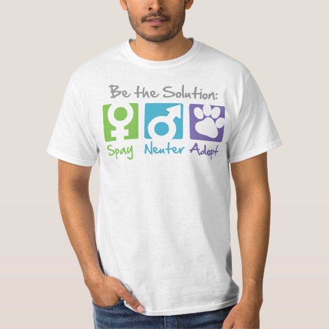 "Spay, Neuter, Adopt" T-shirt (Front)