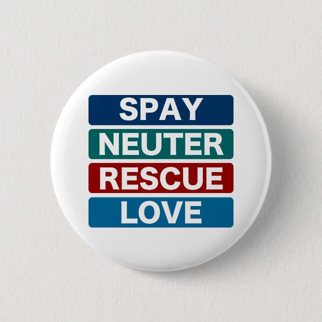 Spay Neuter Rescue Love (2) 2 Inch Round Button (Front)