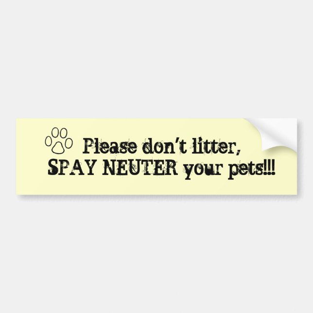 Spay/Neuter with pawprint Bumper Sticker (Front)