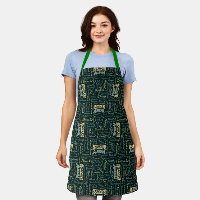 Speak Alaskan! dark green Apron (Worn)