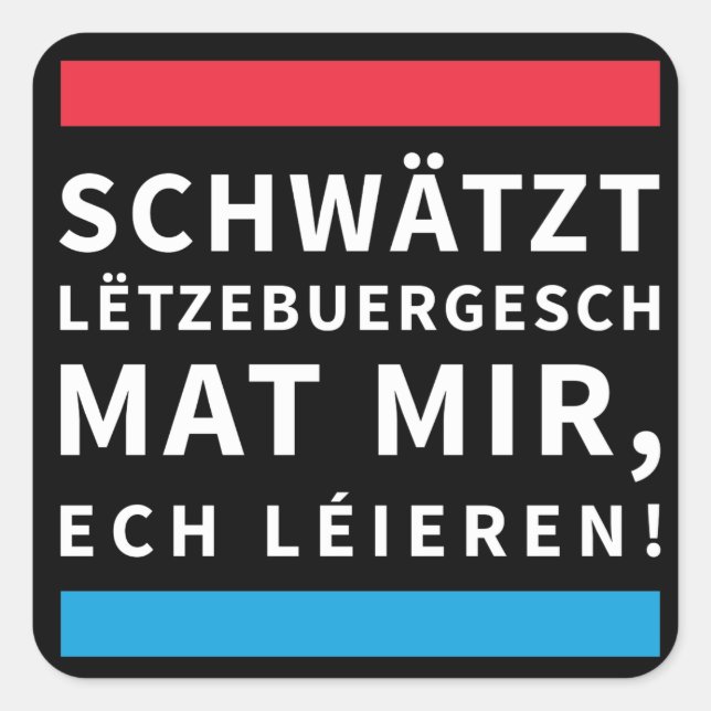 Speak luxembourgeois Black Sticker (Devant)