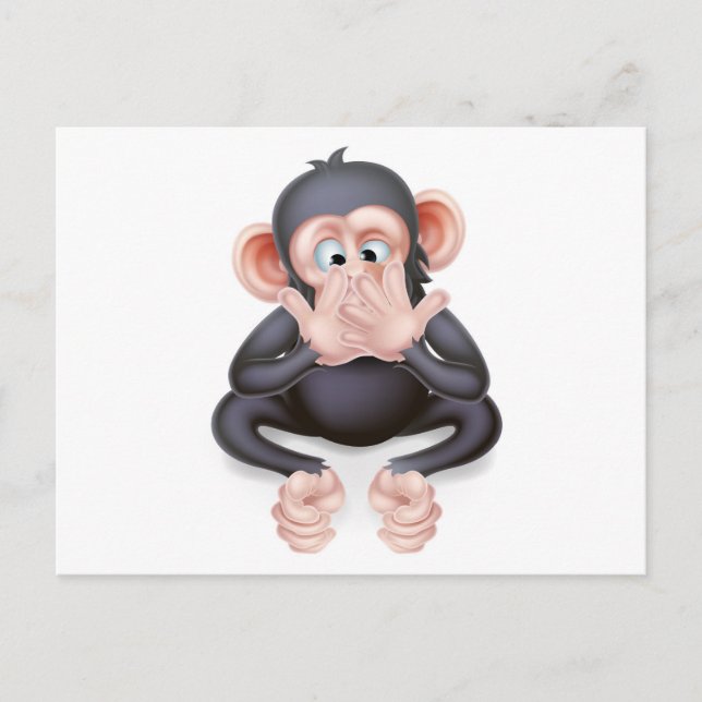 Speak No Evil Cartoon Monkey Postcard (Front)
