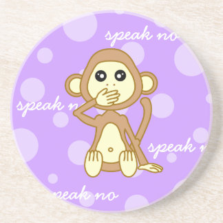 Speak No Evil - Cute Monkey Cartoon Coaster