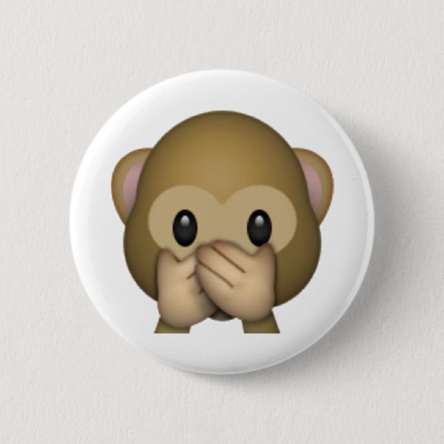Speak No Evil Monkey - Emoji 2 Inch Round Button (Front)