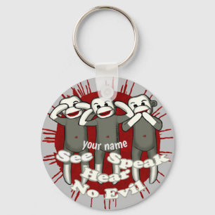 Speak No Evil Sock Monkeys  keychain