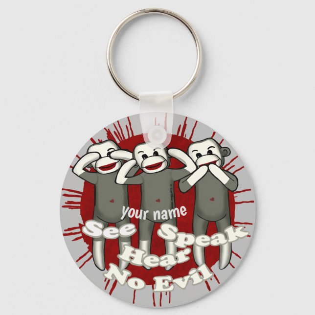 Speak No Evil Sock Monkeys  keychain (Front)